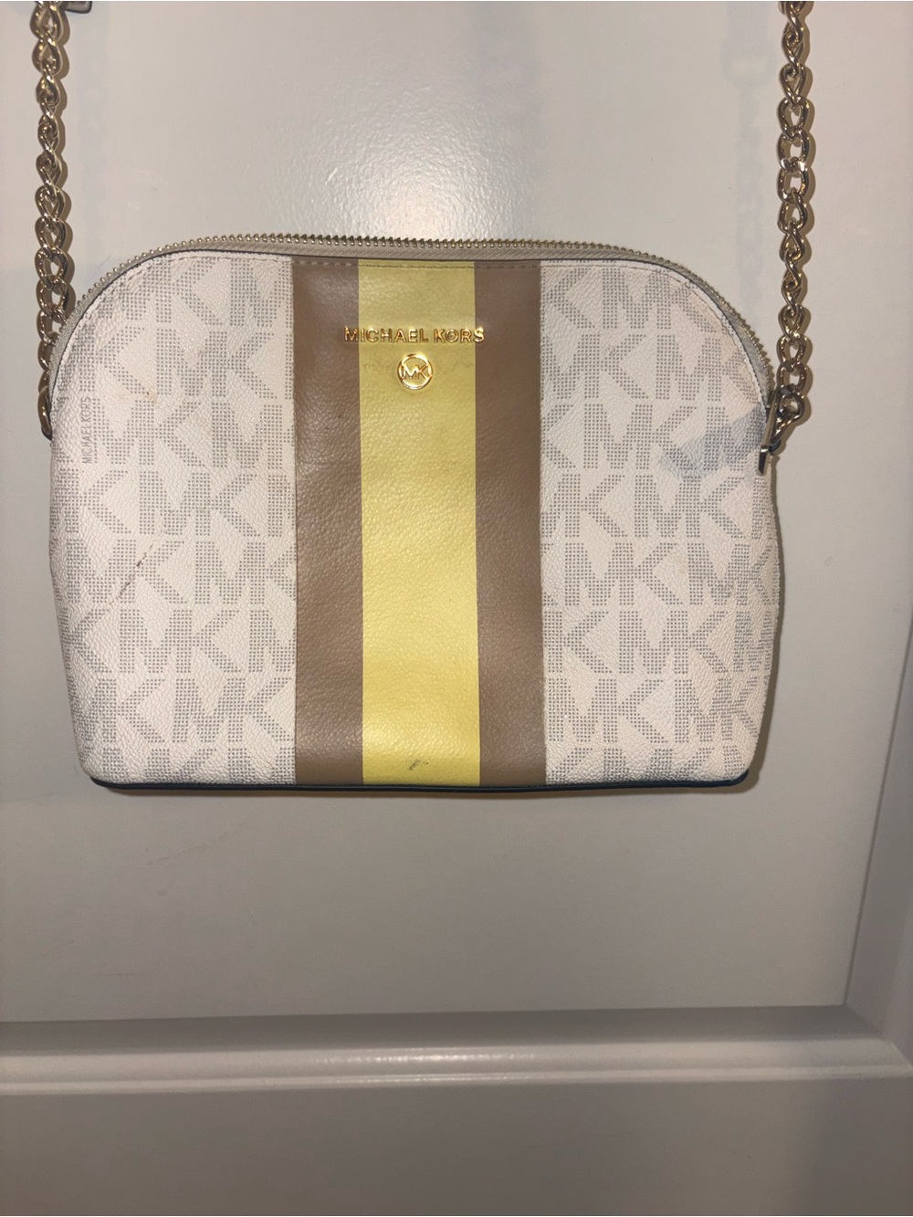 Michael Kors Cindy  Crossbody with Yellow and Brown Stripe
